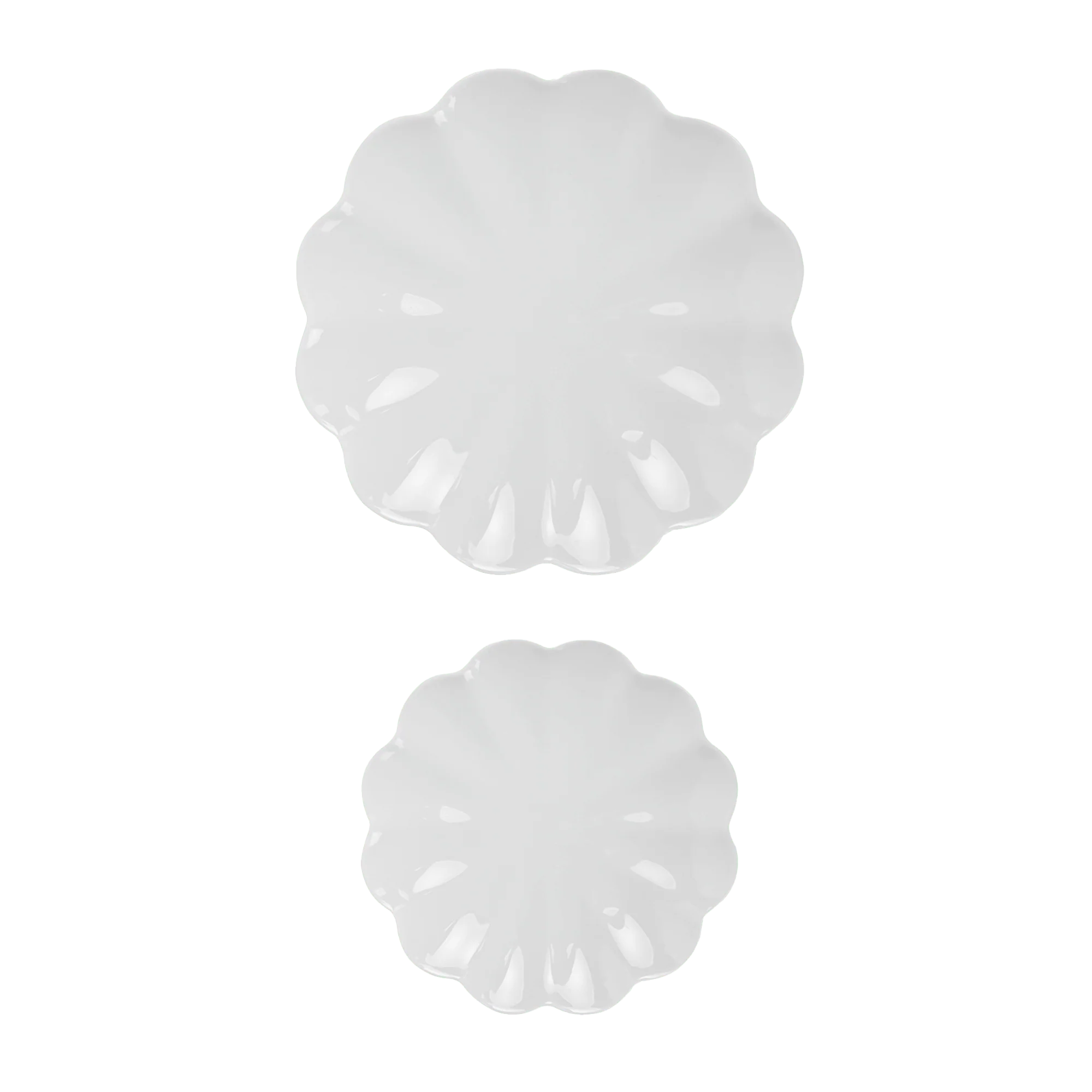 Outstanding White Scalloped Serving Tray Set Green