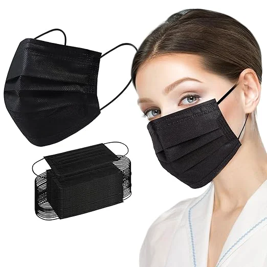 Environmentally Friendly Borje Black Disposable Face Mask 50 Pcs Black Face Masks 3 Ply Protection Masks Fine