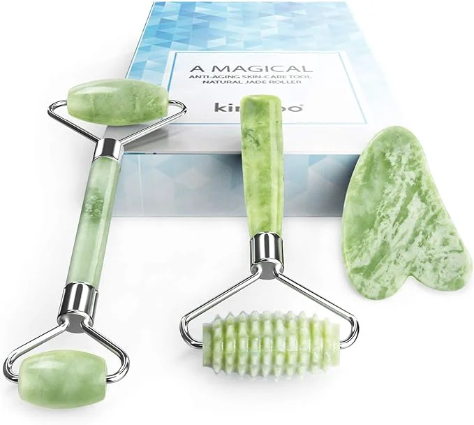 World-Class kimkoo Jade Roller and Gua Sha for Face-3 in 1 Kit Top-Quality