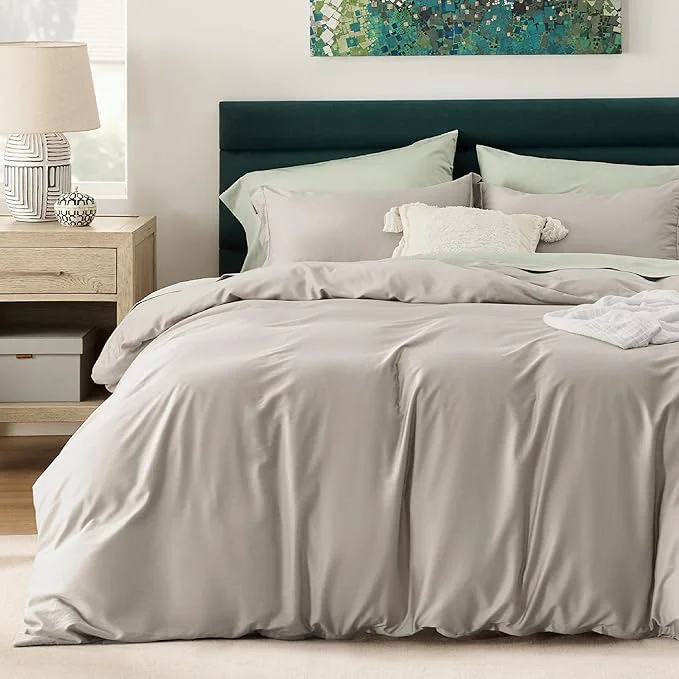 Trusted Bedsure Cooling Duvet Cover Queen Size - Moisture Wicking and Silky Eucalyptus Lyocell Cotton Hybrid Comforter Cover Set for Hot Sleeper - Buttery Soft and Breathable Cooling Bedding Set Sand High-Grade