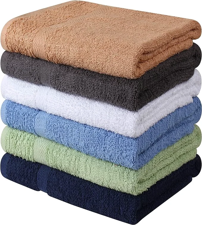 Sustainable Towel and Linen Mart Cotton 6 Pack Bath Towel Set Quick Dry Super Recyclable