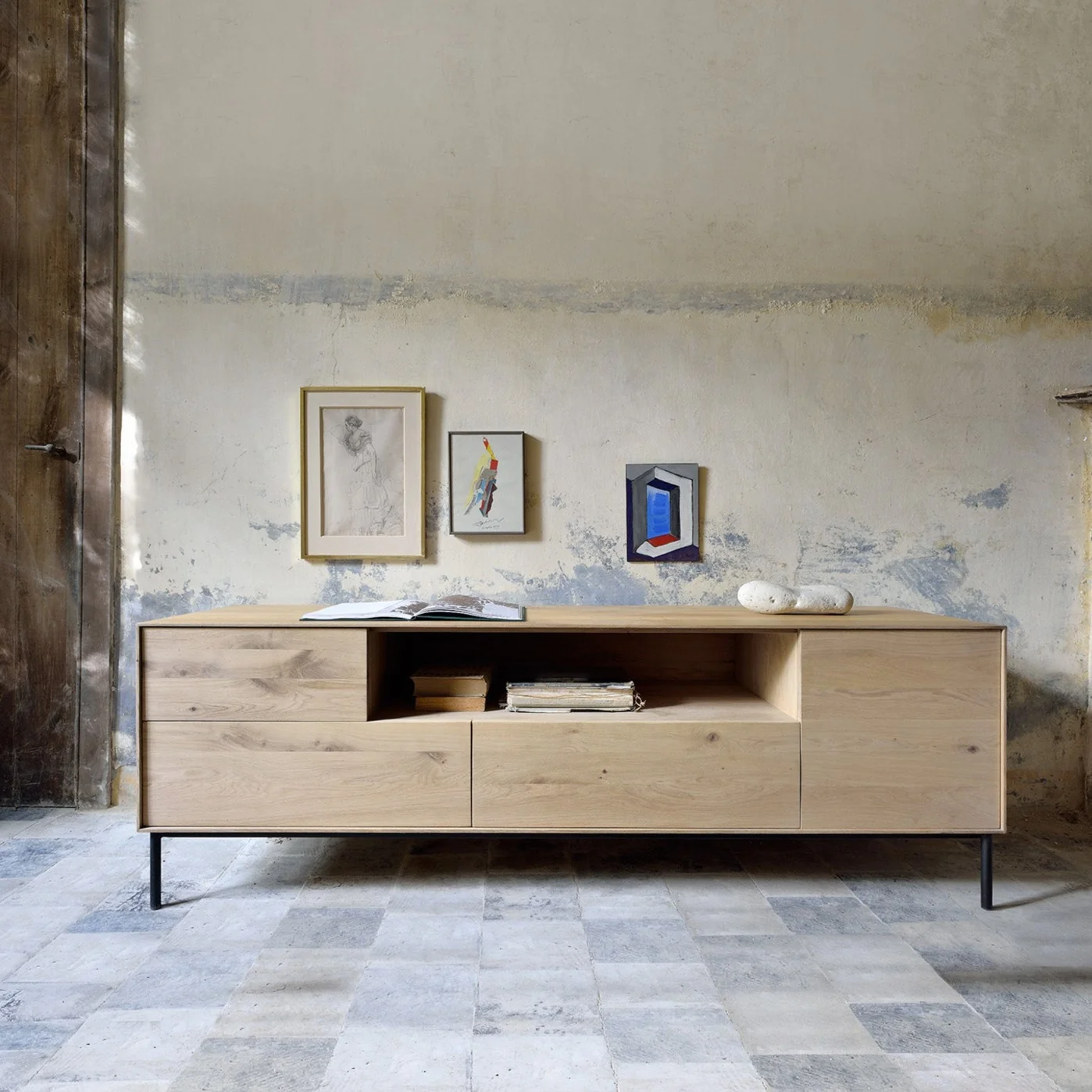 Long-Lasting Whitebird Solid Oak Media Console Unique