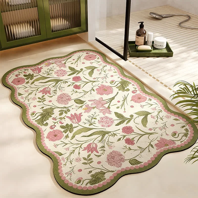 Long-Lasting Ownkoti Petite Style Floral Absorbent Door Mat Traditional