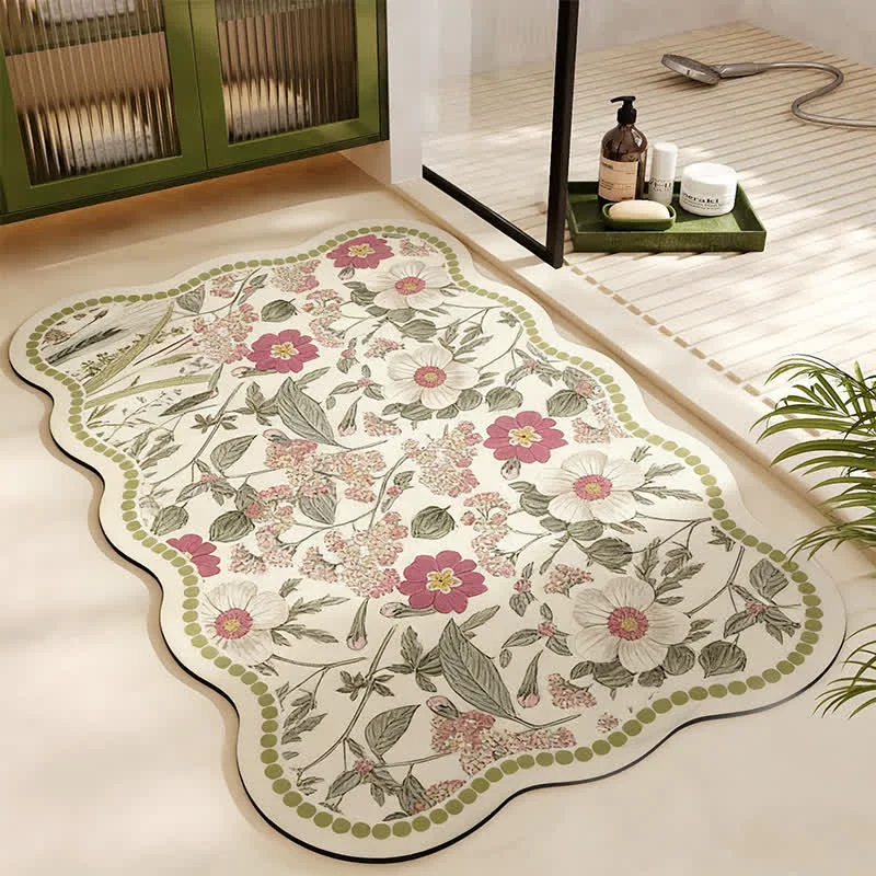 Casual Ownkoti Vintage Floral Diatom Mud Bath Mat Advanced