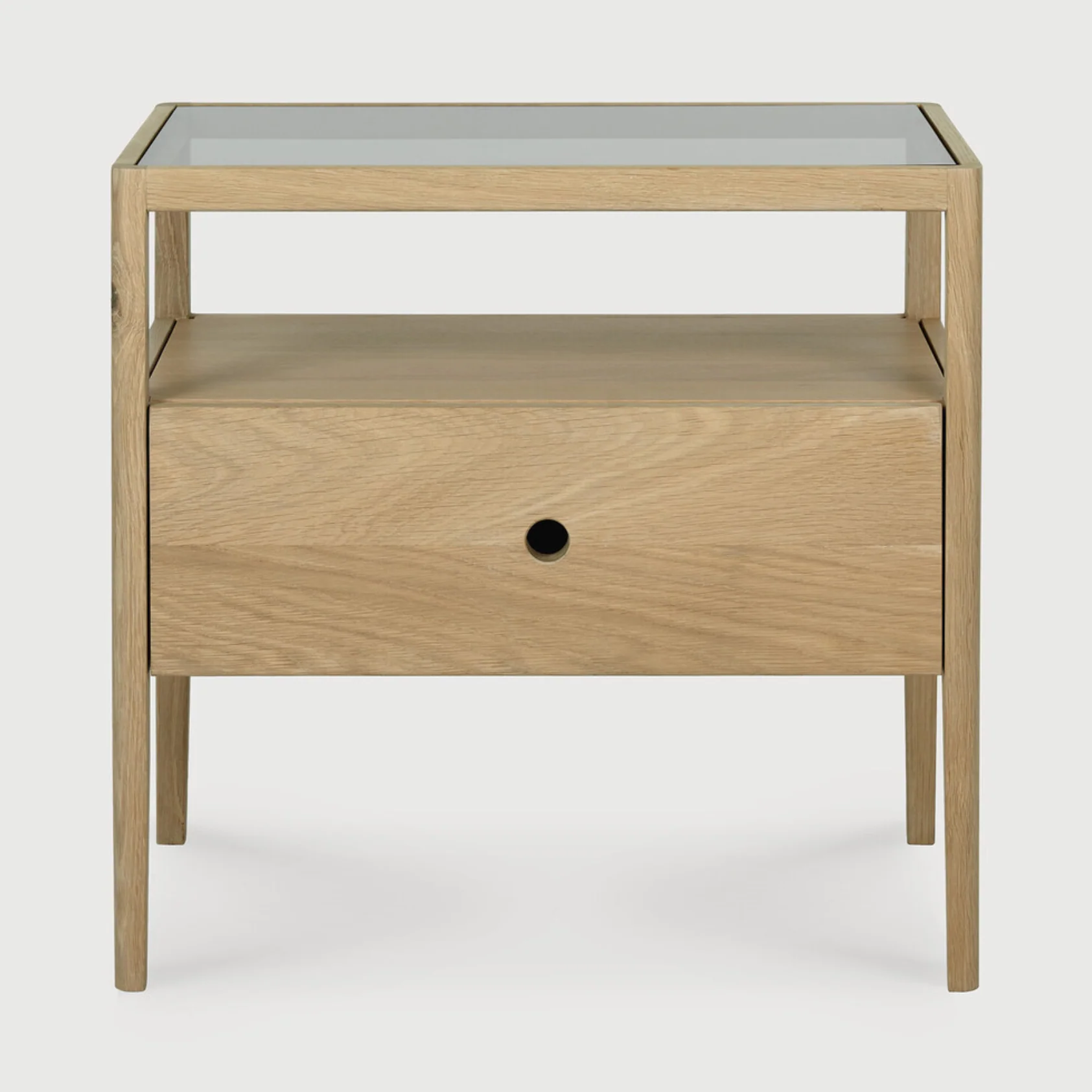 Crafted Spindle Solid Oak Bedside Table Minimalist