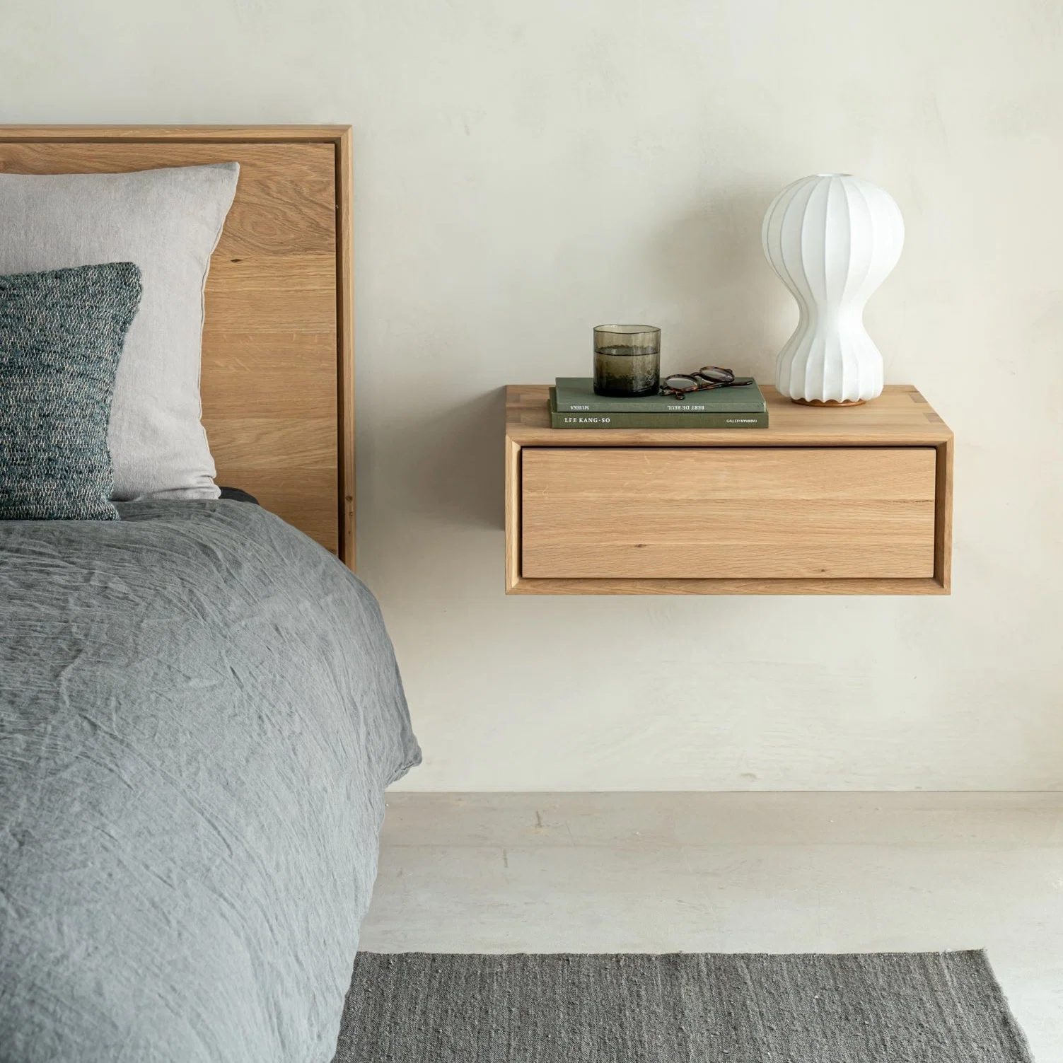Prestigious Nordic II Solid Oak Hanging Bedside Table Dependable