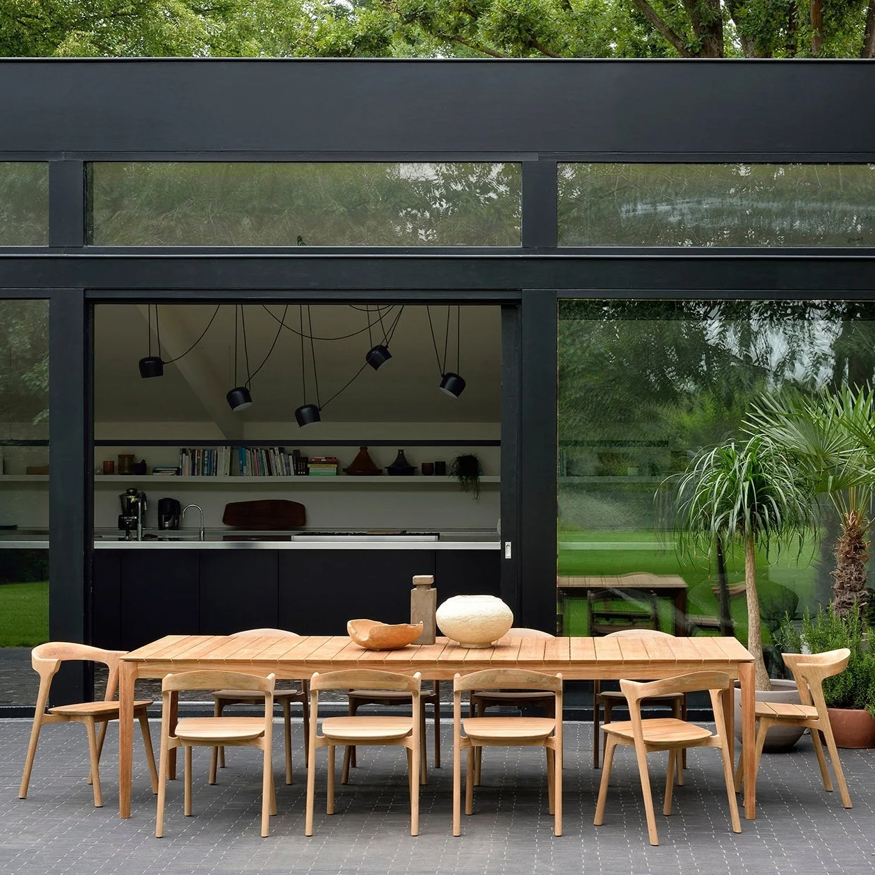 Minimalist Bok Solid Teak Outdoor Dining Table 118 quot Contemporary