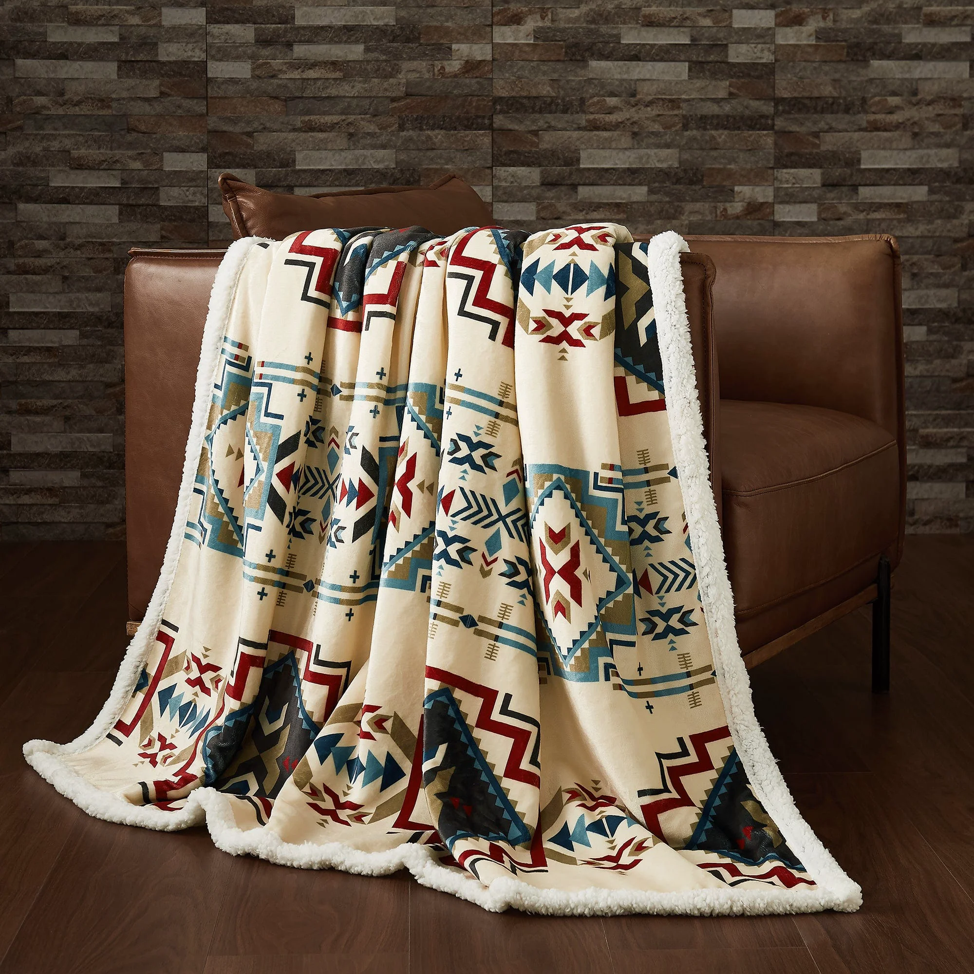 Traditional Spirit Valley Campfire Sherpa Throw Enhanced