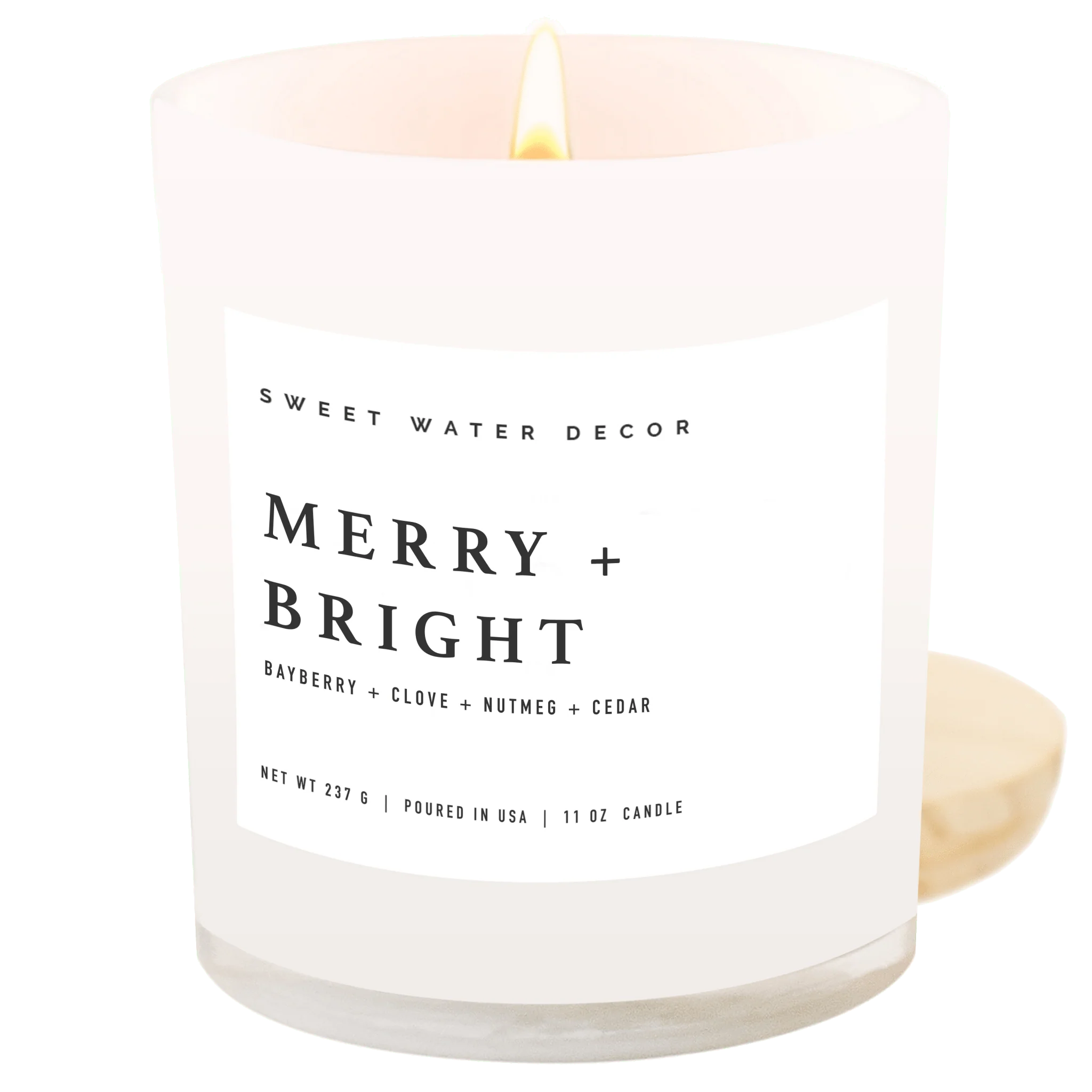 Green Merry and Bright Soy Candle - White Jar - 11 oz Crafted