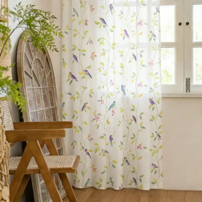Easy-to-Use Ownkoti Country Style Bird amp Leaf Curtain Excellent
