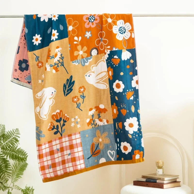 Secure Ownkoti Pastoral Bunny amp Floral Cotton Gauze Bath Towel Dependable