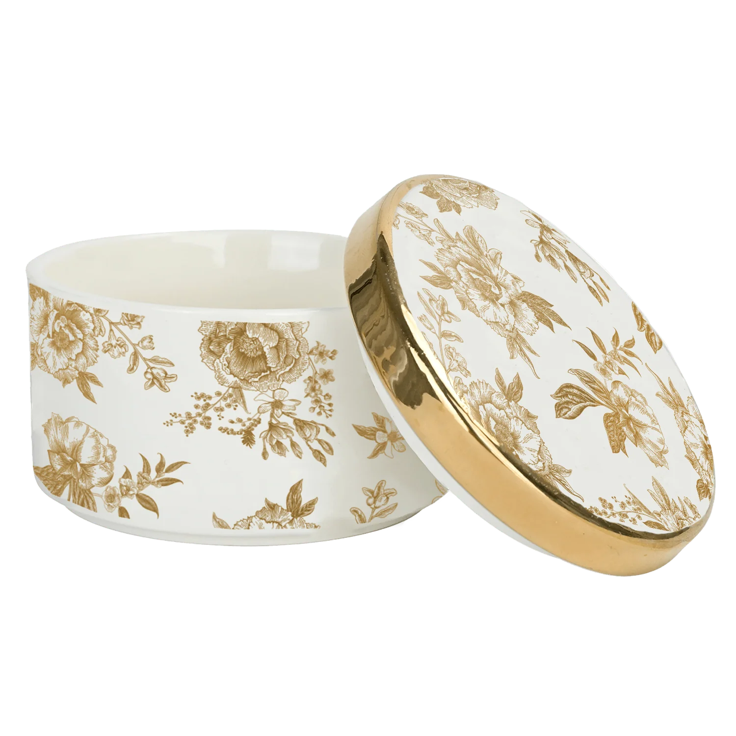 Prestigious Gold Delft Trinket Dish with Lid Clean