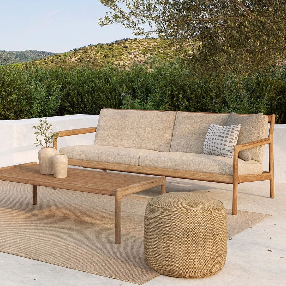 Fine Donut Outdoor Pouf Marsala Check Fabric Expertly Made