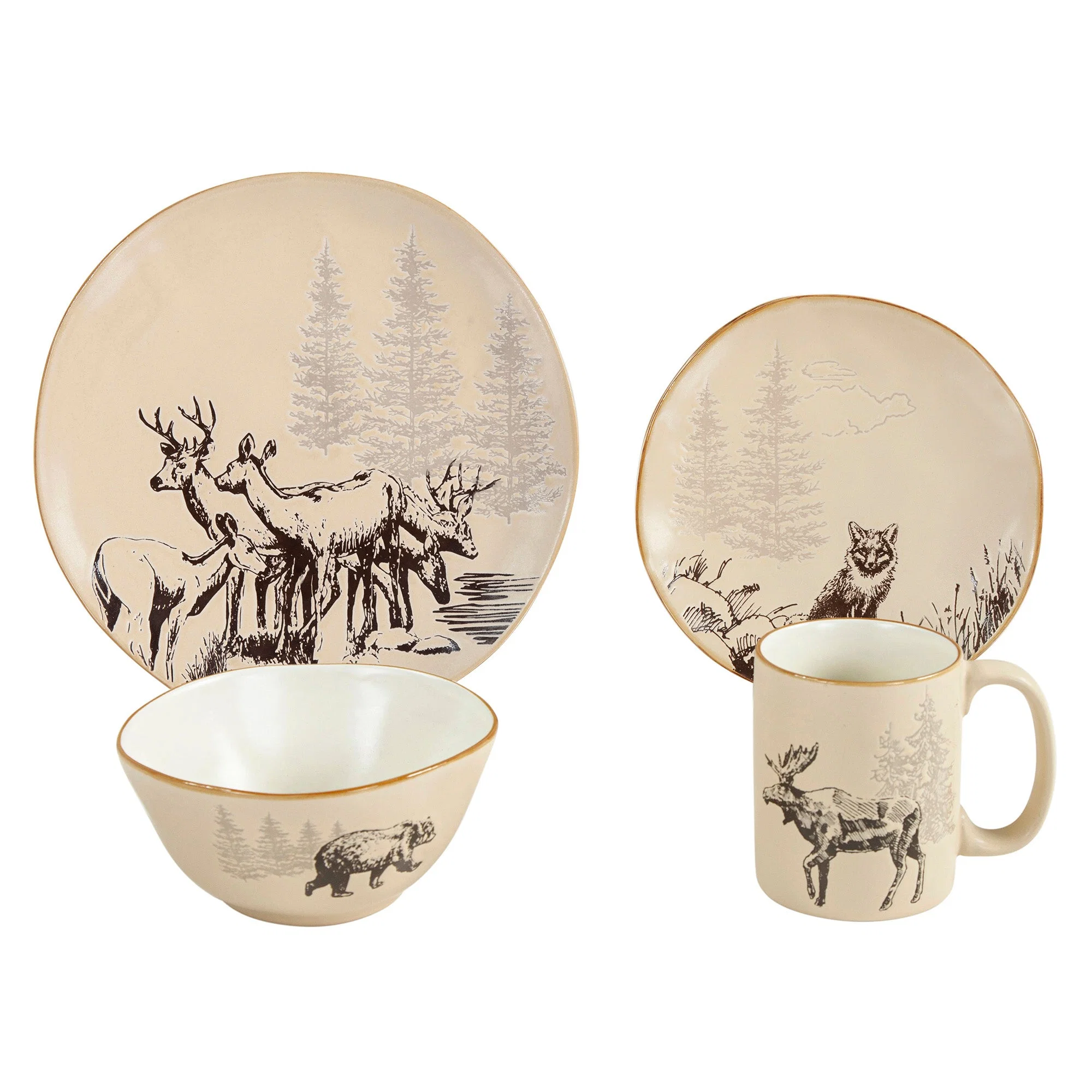 Responsible White Pine Ceramic Dinnerware Set 16 Pc Comfortable