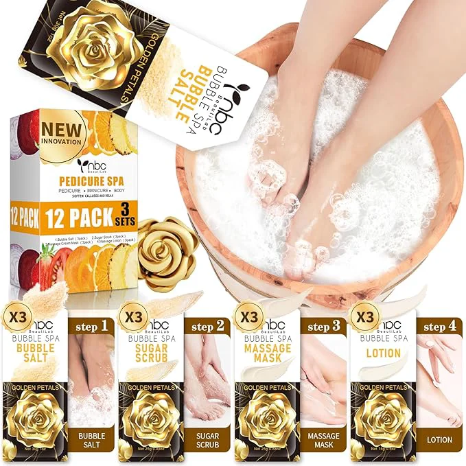 Certified Pedicure Kit Foot Soak Set Bubble Salt Sugar Scrub Massage Mask Massage Optimized