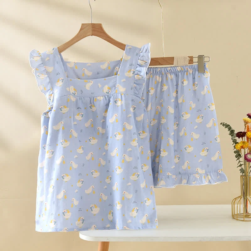Premium Material Ownkoti Blue Goose Cotton Gauze Sleeveless Pajamas High-Performance