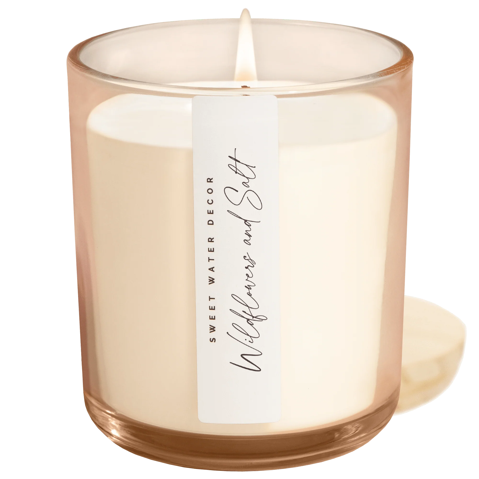 Reusable Wildflowers and Salt Soy Candle - Tinted Glass Jar - 12 oz Enhanced