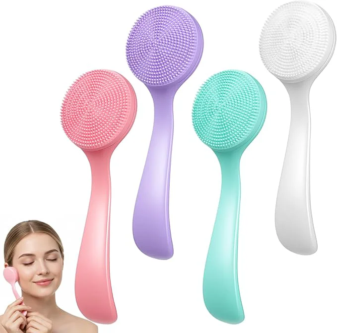 Versatile 4 Pcs Silicone Face Brush Manual Facial Cleansing Brush Soft Face Scrubber Smooth