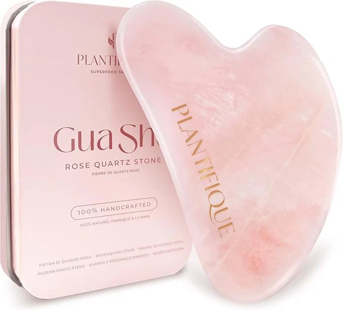 Quality PLANTIFIQUE Rose Quartz Gua Sha Tool – Anti-Aging Face Massager Jawline Shaper Recyclable