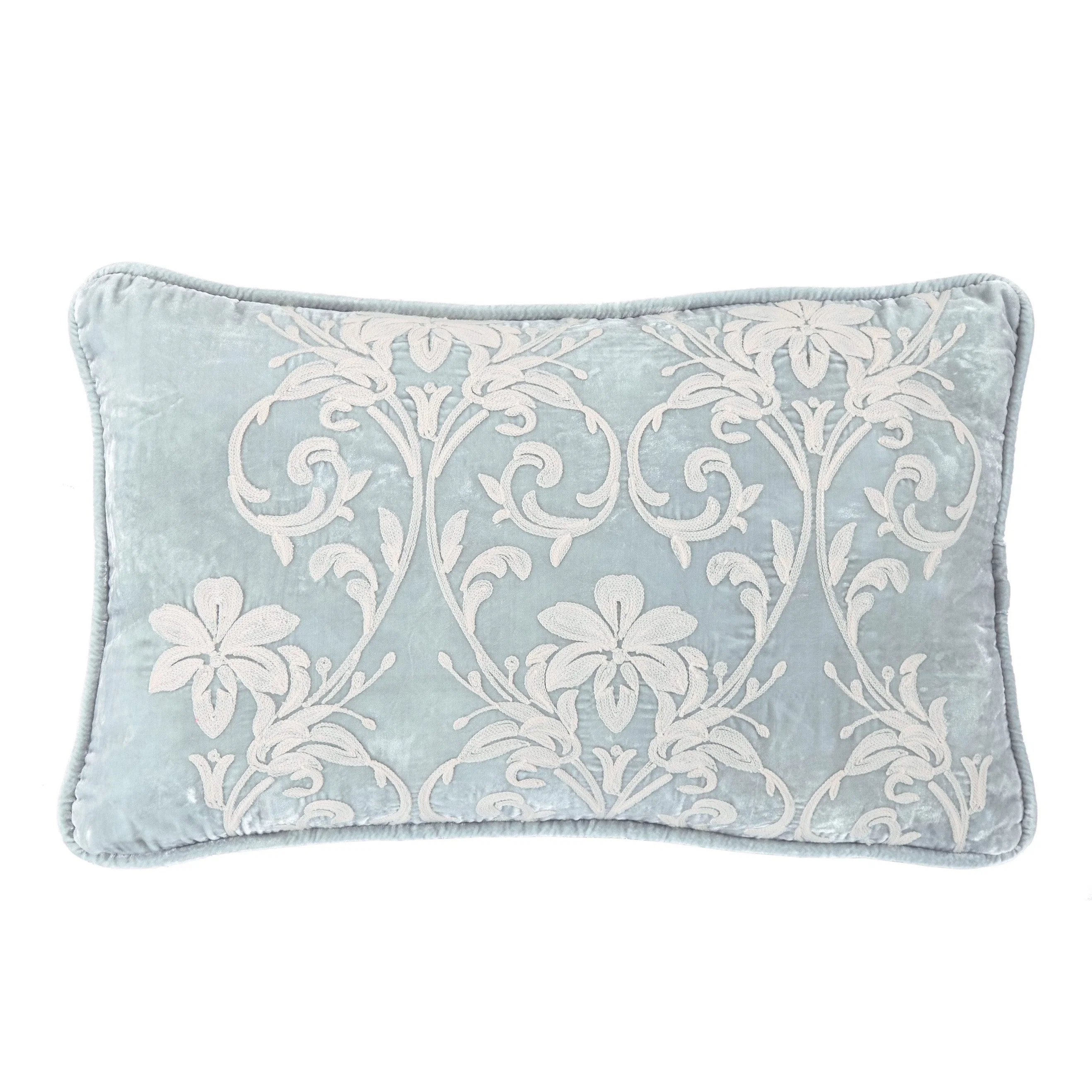 Consistent Belle Floral Embroidered Velvet Lumbar Pillow Official
