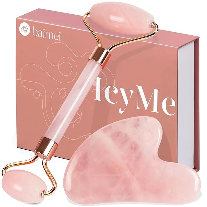 Clean BAIMEI IcyMe Jade Roller Gua Sha Face Roller Redness Reducing Skin Care Tools Reusable