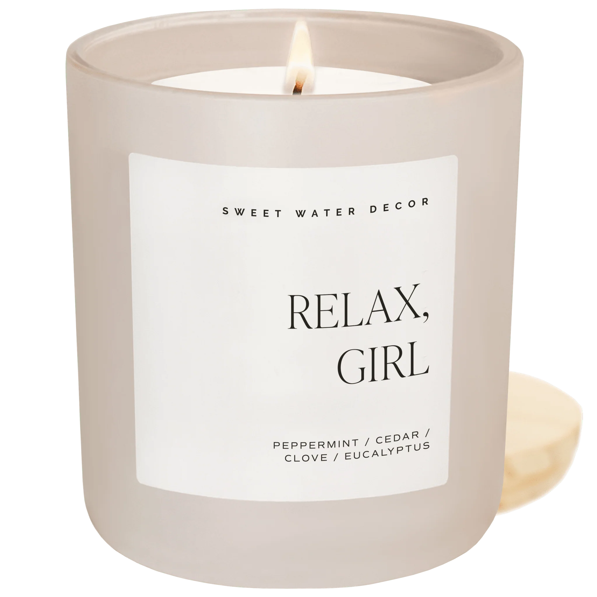 Stylish Relax Girl Soy Candle - Tan Matte Jar - 15 oz Relaxation Fine