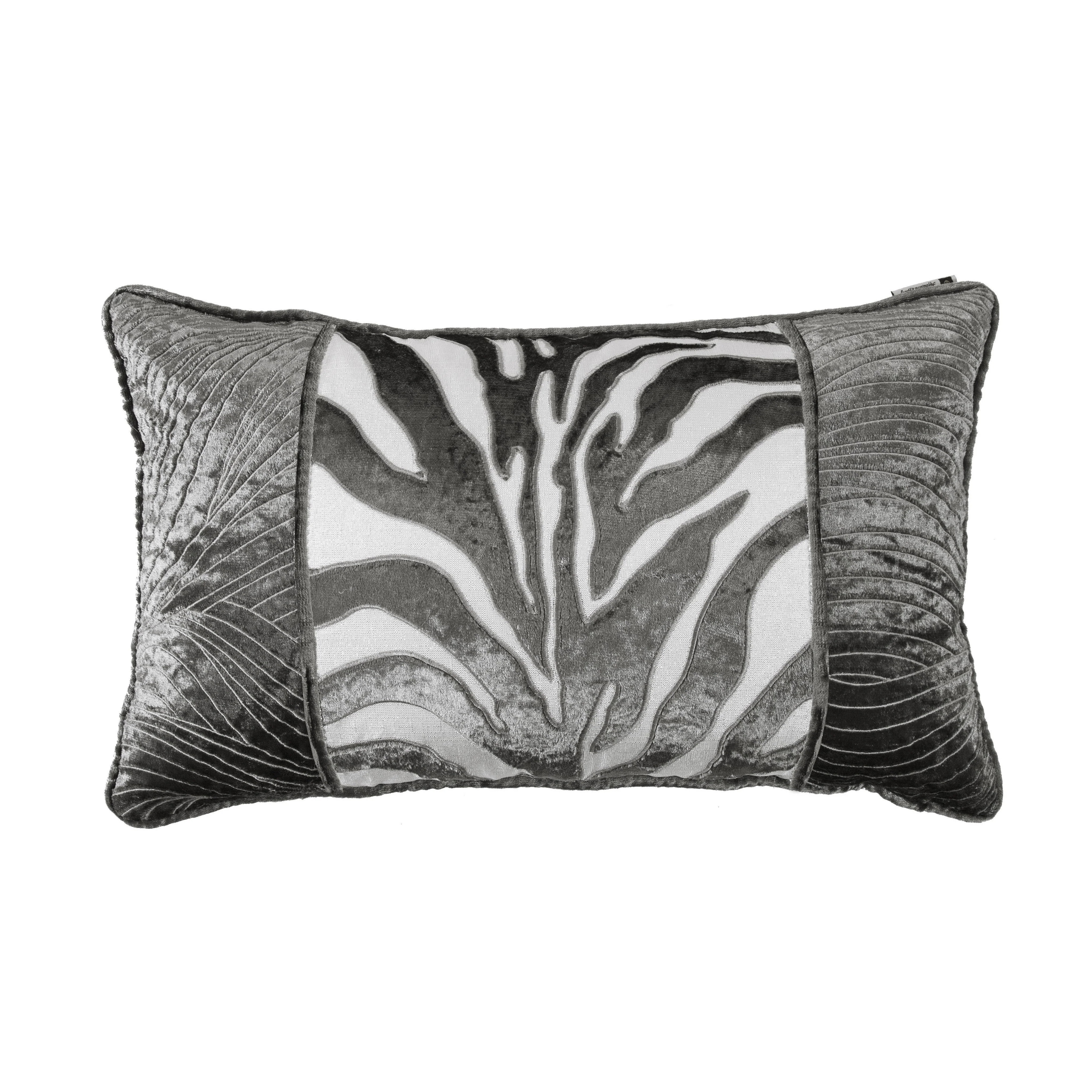 Recyclable Celeste Zebra Appliqué amp Wave Embroidery Pillow Solid