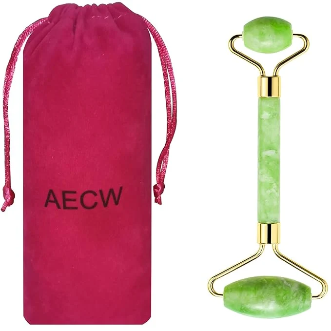 Efficient AECW Natural Jade Roller for Face Eyes Tool Jade Facial Roller Noiseless Facial Contemporary