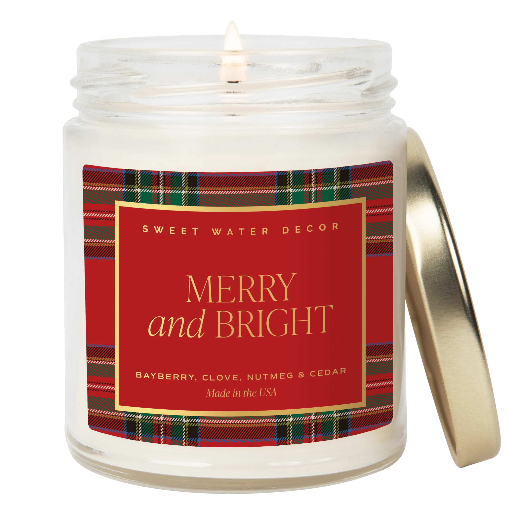 Quality Merry and Bright Soy Candle - Patterned Clear Jar - 9 oz Smart