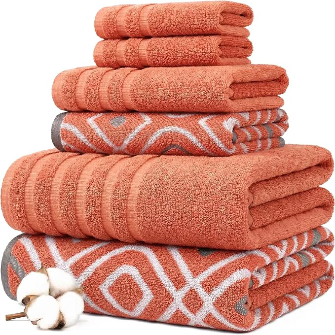 High-Performance Modern Threads Classic Diamond 6-Piece Cotton Towel Set – Yarn Dyed Powerful