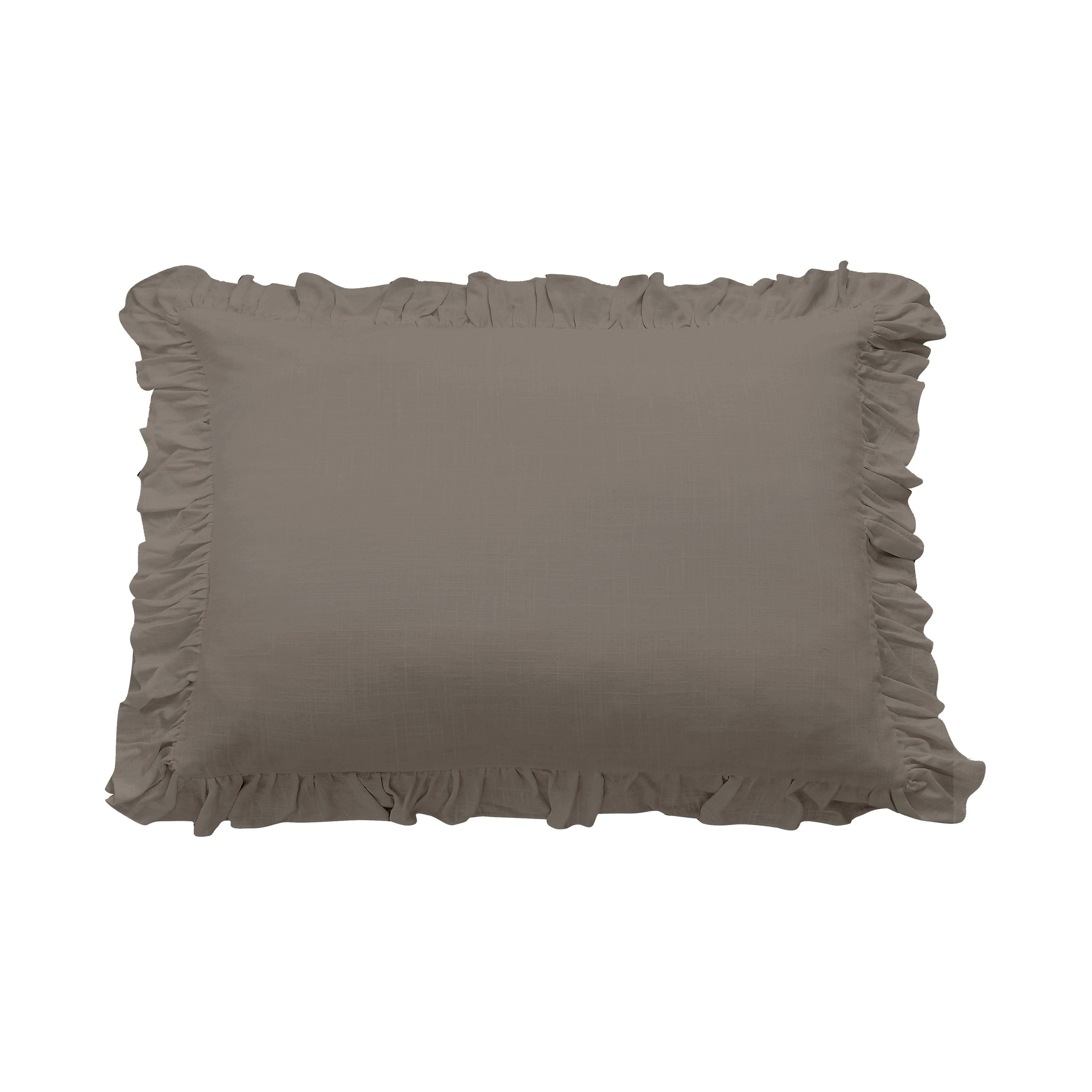 Detailed Lily Washed Linen Ruffled Pillow Sham Traditional