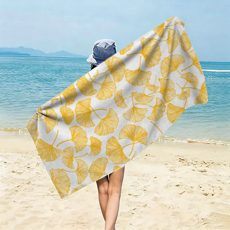 Clean Ownkoti Rustic Ginkgo Biloba Beach Towel Classic