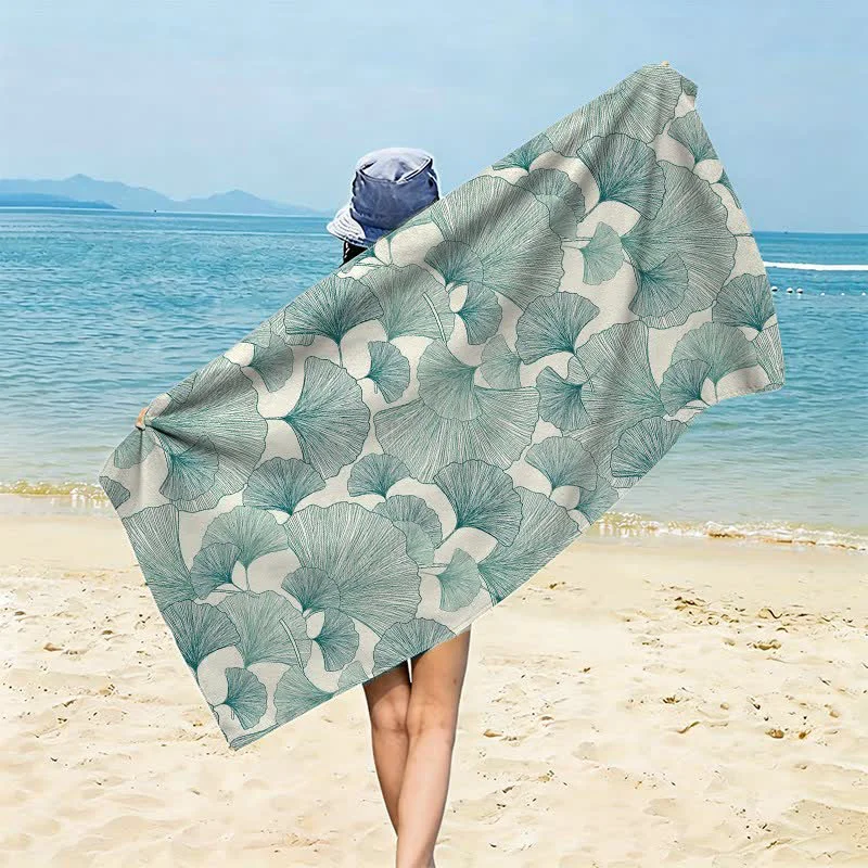Fine Ownkoti Refresh Style Ginkgo Biloba Beach Towel Premium Material