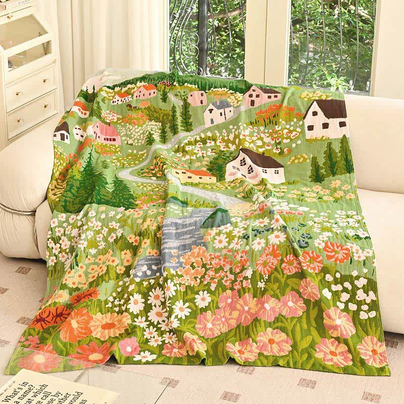 Eco-Friendly Ownkoti Fairytale Village Pure Cotton Blanket Contemporary