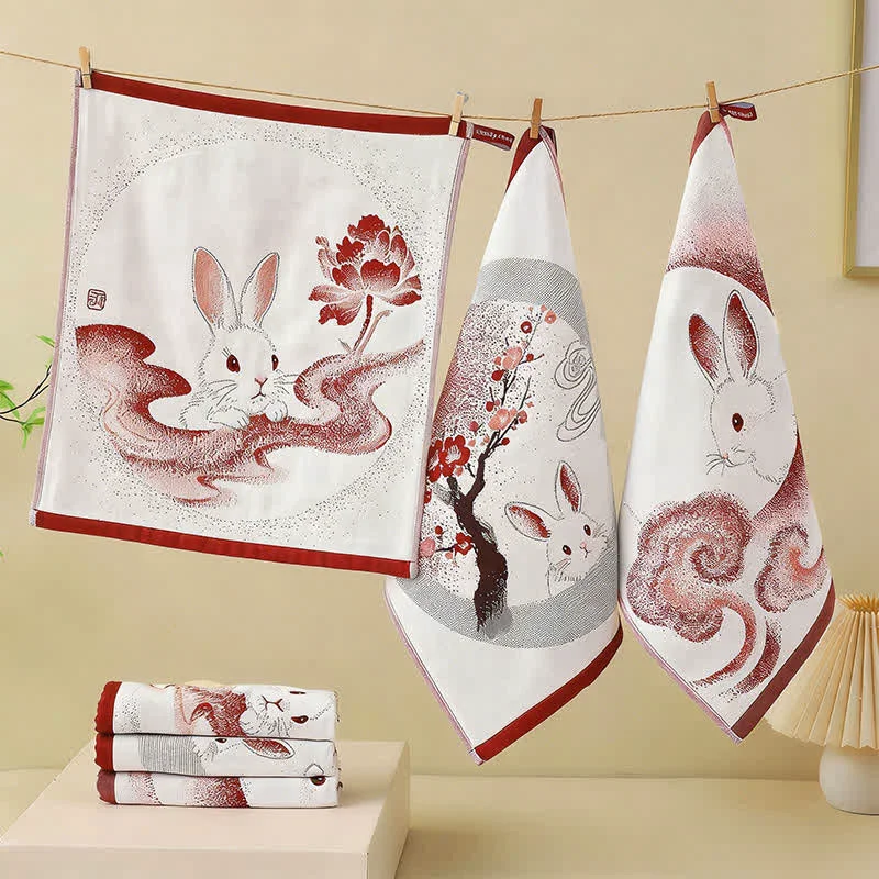 Specialty Ownkoti Eastern Bunny Cotton Gauze Kitchen Towel 3PCS Quality