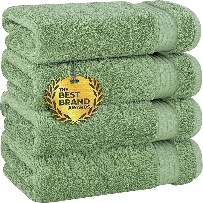 Contemporary Cotton Paradise Hand Towels for Bathroom Cotton Turkish 4 Piece Hand Green