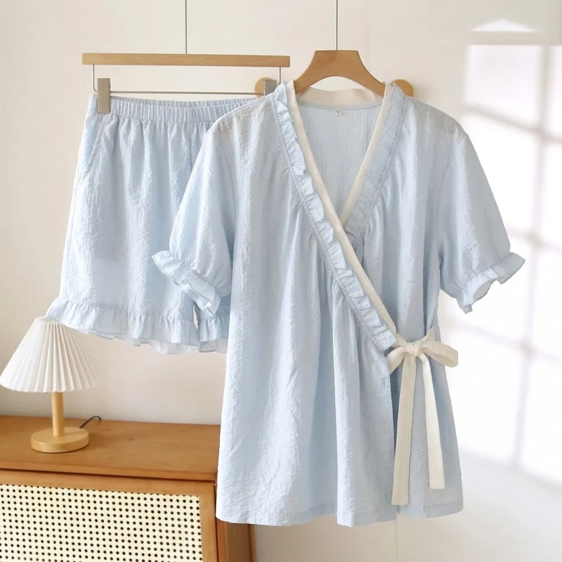 Responsible Ownkoti Light Blue Ruffle Sleeve Pajama Set Flexible