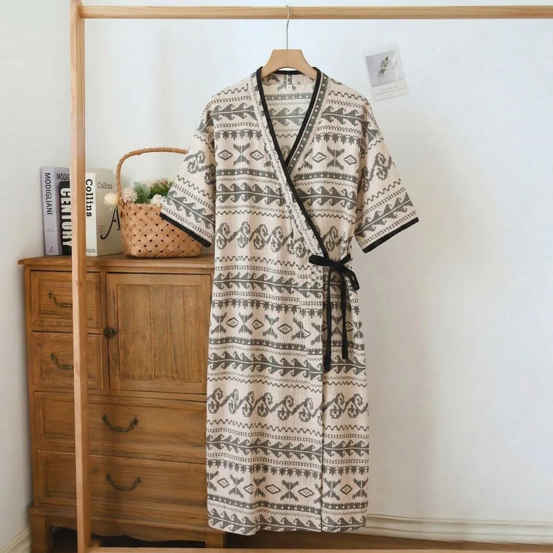 Enhanced Ownkoti Boho Ethnic Style Ruffled Side-Tie Nightgown Next-Generation
