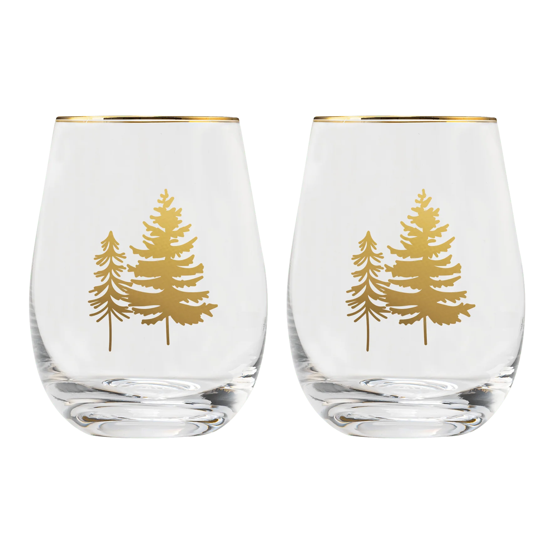 Exclusive Trees Stemless Wine Glass - Boxed Set of 2 Functional