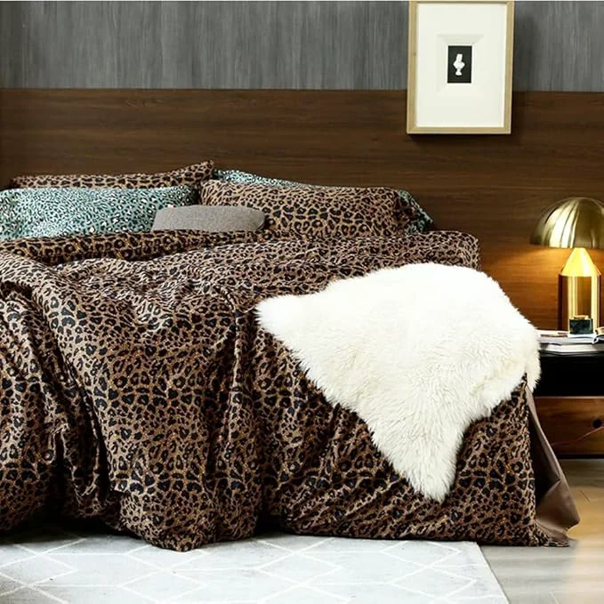 High-Performance mixinni Animal Cheetah Comforter Set Full 3 Pieces Leopard Print Comforter Sexy Soft Fluffy Brown Black Floral Printed Pattern Bed Set with 2 Pillowcases for All Season-Full Size User-Friendly