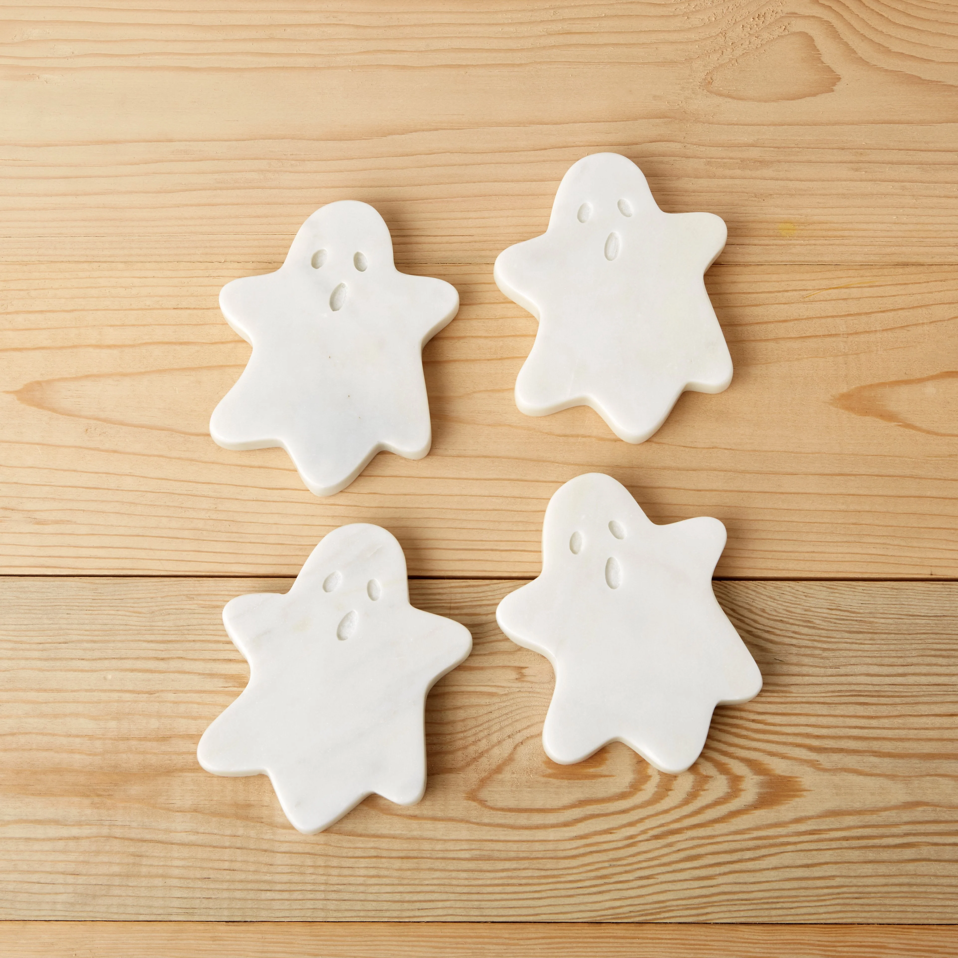 Healthy White Marble Ghost Coasters Set of 4 Clean
