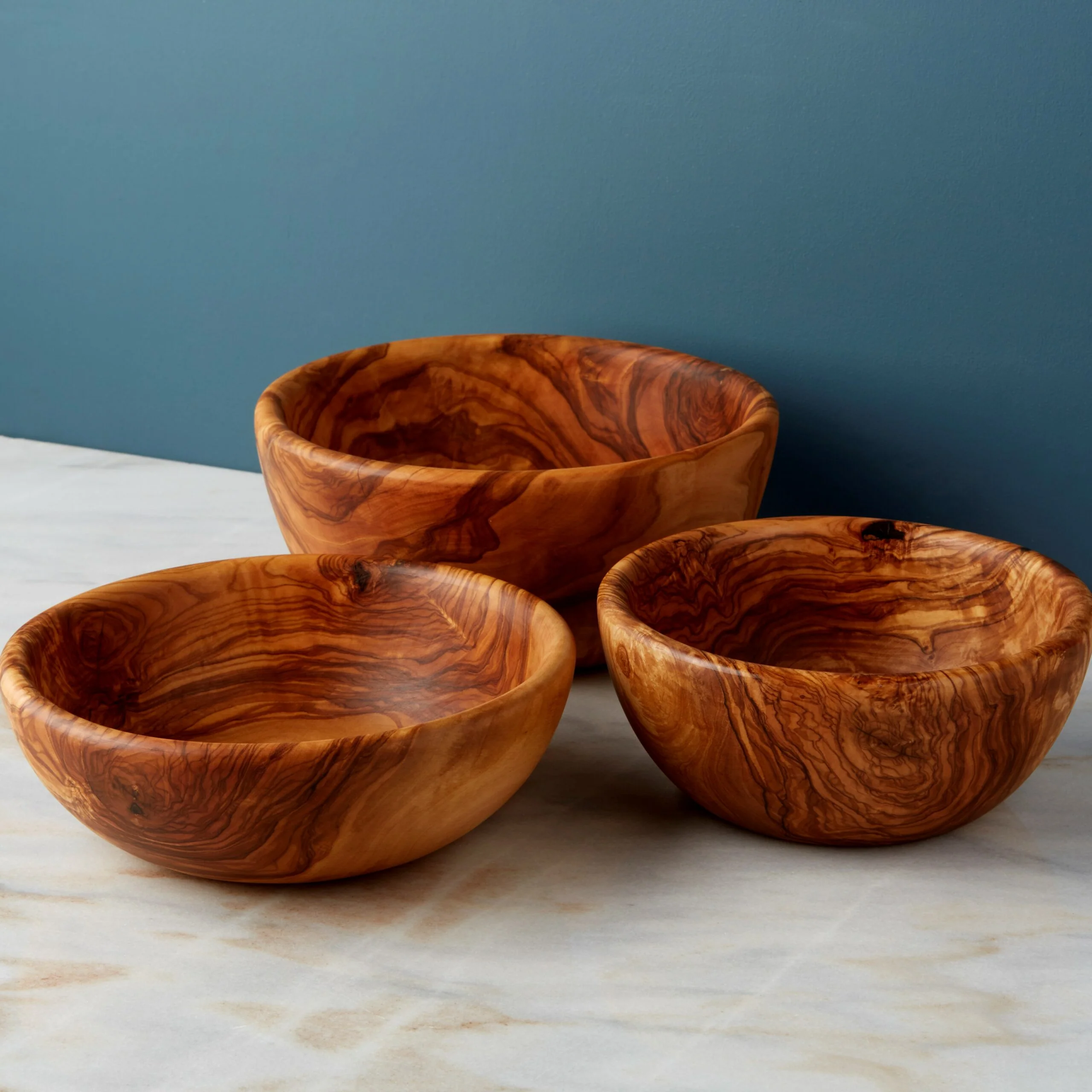 Easy-to-Use Olive Wood Nesting Salad Bowls Set of 3 First-Class
