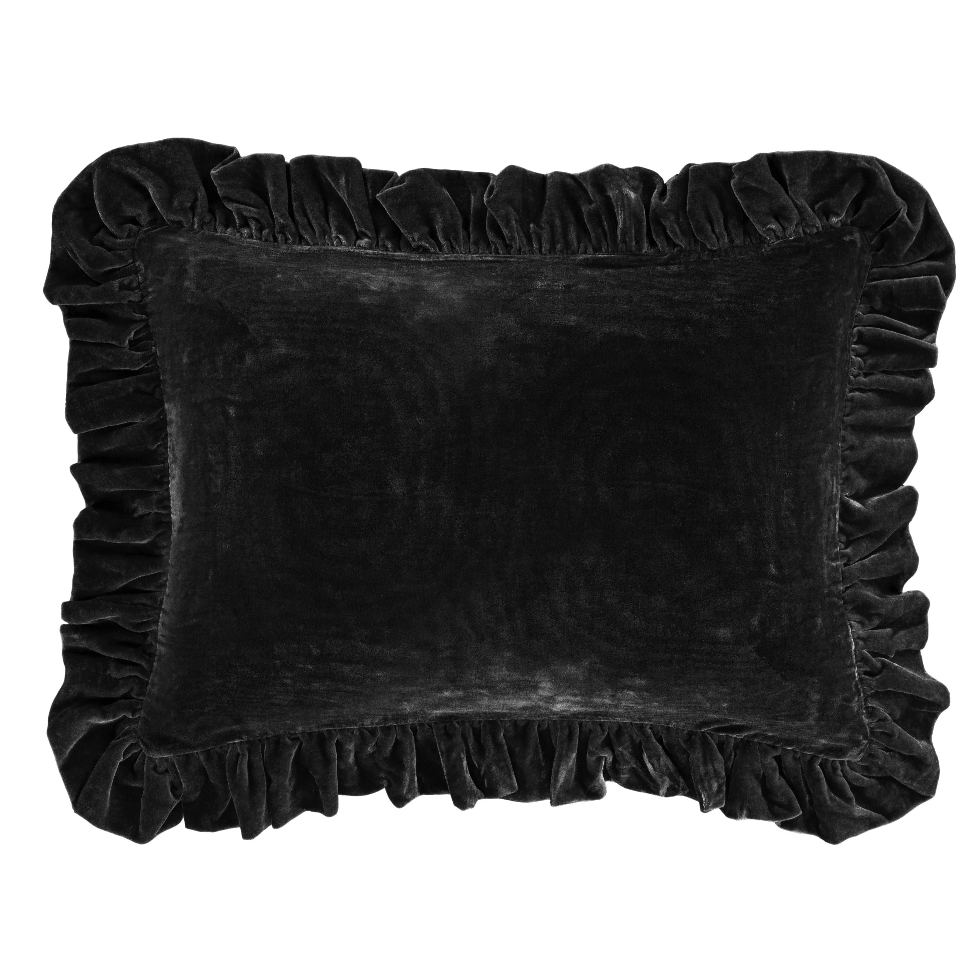 Premium Material Stella Faux Silk Velvet Ruffled Dutch Euro Pillow Functional