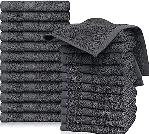 QUBA LINEN Hotel Spa Cotton Washcloths Pack of 24 Ultra Soft Quick Dry Safe