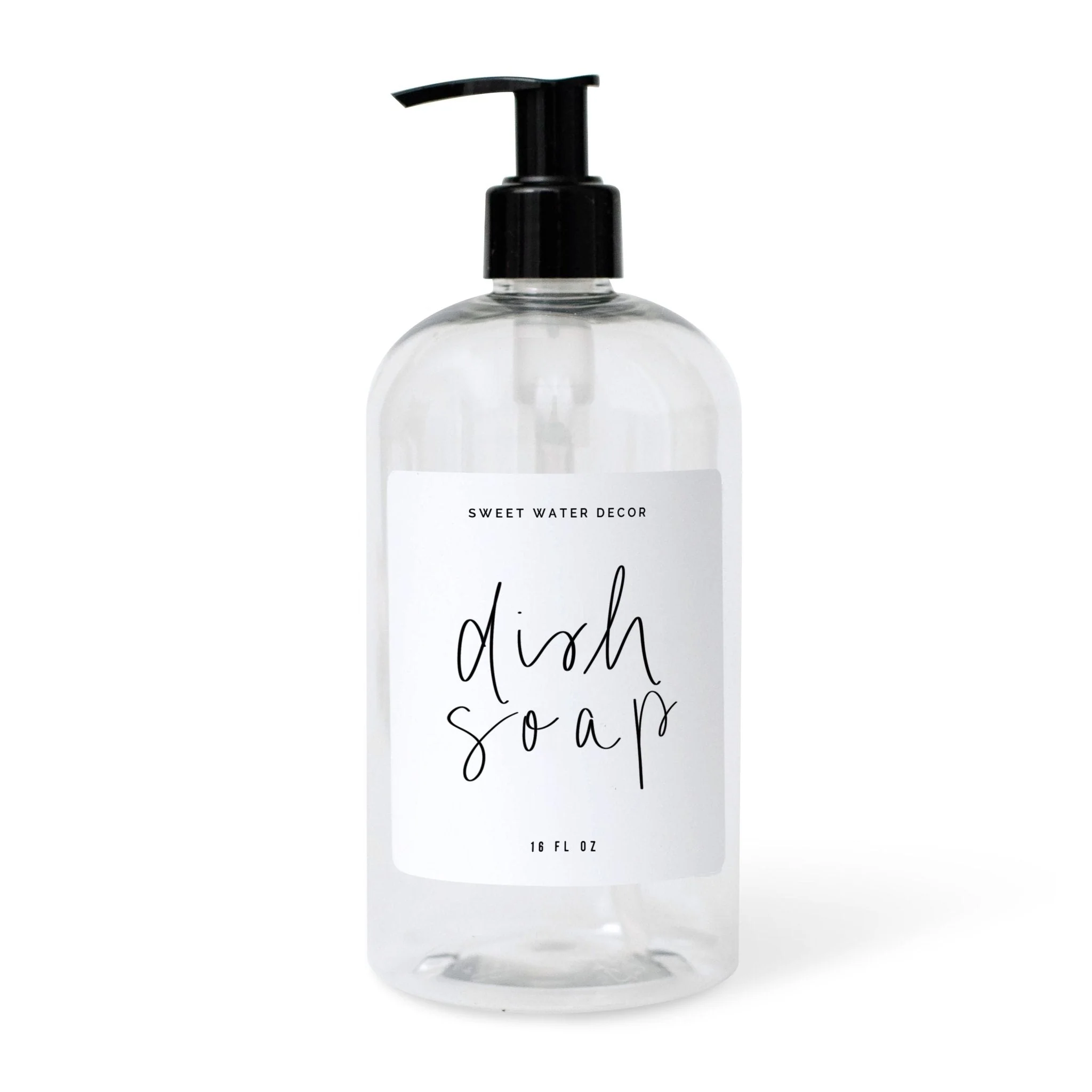 Refined 16oz Clear Plastic Dish Soap Dispenser - White Label Stylish