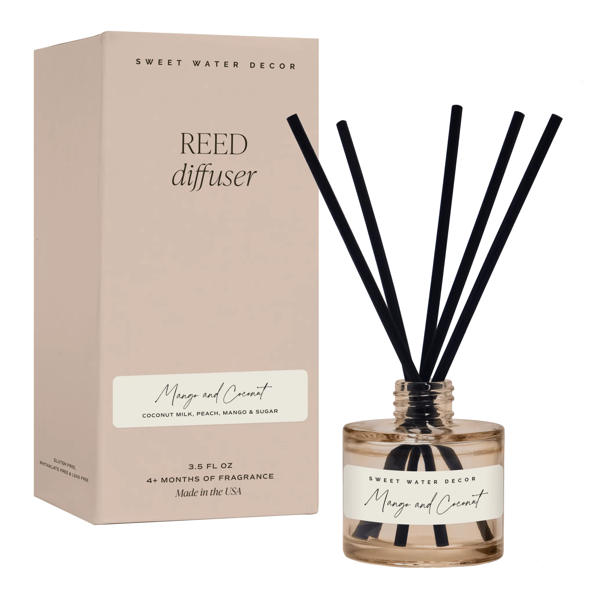 Organic Mango and Coconut Tinted Glass Jar Reed Diffuser Stylish