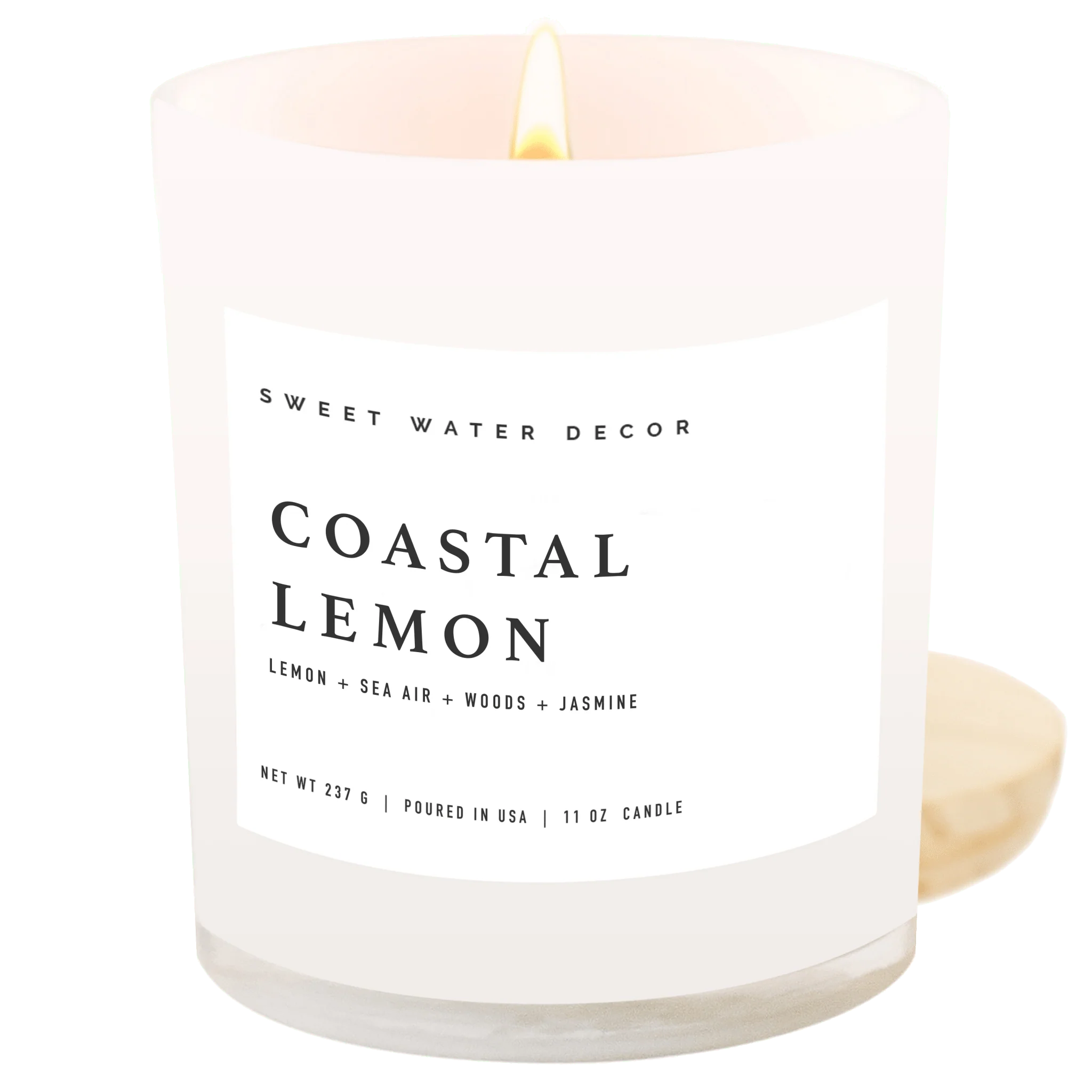Reusable Coastal Lemon Soy Candle - White Jar - 11 oz Long-Lasting