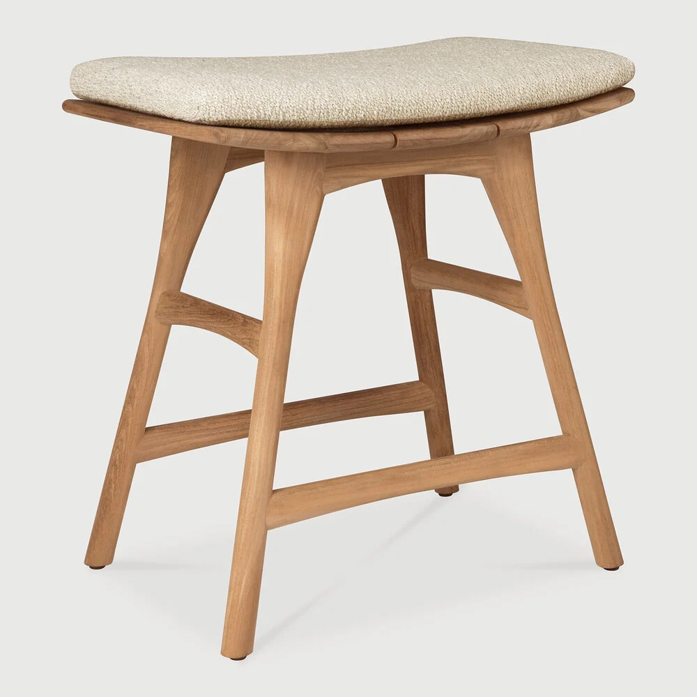 Crafted Osso outdoor stool - teak - Natural fabric World-Class