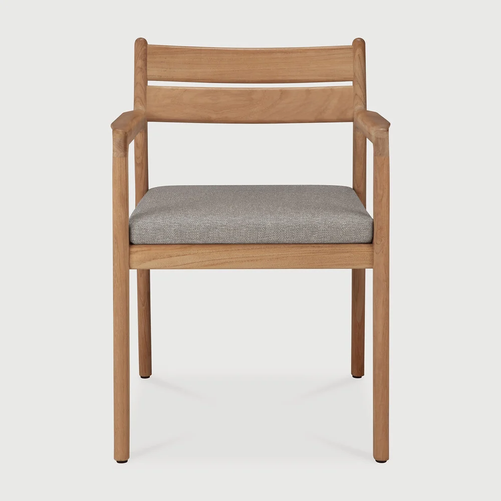 Versatile Jack outdoor dining chair - teak - Mocha fabric - with arms Premium