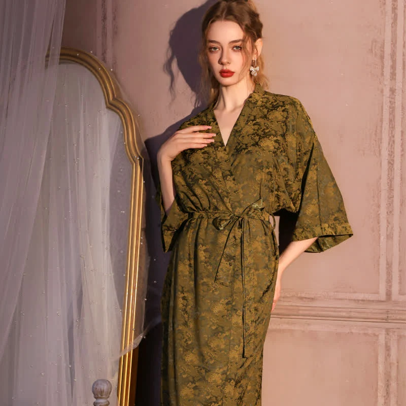 Artisan Ownkoti Artistc Jacquard Inspired 3 4 Sleeve Robe Trendy